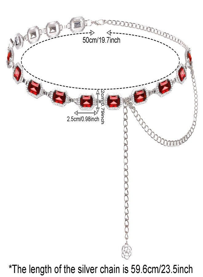 phnydreg Red Chain Belt for Women Red Western Belt Metal Rhinestone Cowgirl Waist Chain for Dresses Jeans - Image 2